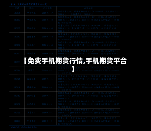 【免费手机期货行情,手机期货平台】-第3张图片